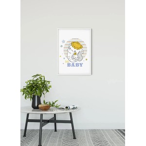 Komar Wandbild Dumbo Baby (40x50 cm) im weißen Rahmen, Dumbo Motiv mit Schriftzug.