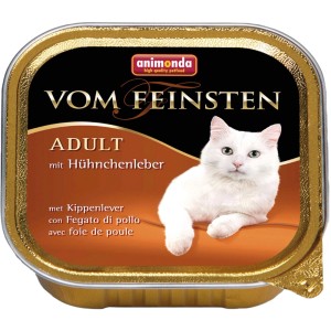 Vom Feinsten Katzen-Nassfutter Adult Hühnchenleber, 100g Dose. Alleinfutter für ausgewachsene Katzen.