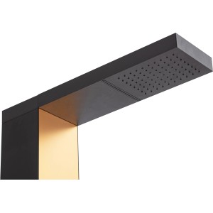 Detailaufnahme der Steinbach Solardusche Skyfall Gold mit Regenduschkopf.