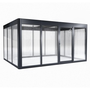 SunElements Gartenhaus SunGarden Select 4.3, 15 m², Anthrazit-Metallic, mit Doppelstegplatten.
