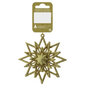 Stern zum Hängen Kunststoff 10 cm Gold Glitter