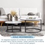okwish Beistelltisch mit Stapelbarem Metallrahmen Wohnzimmer 87x 87x13cm Schwarz_6