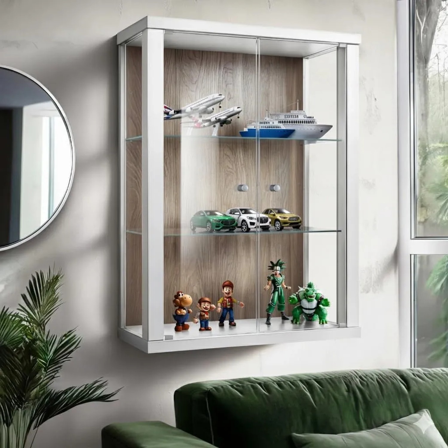 K-Möbel Hängevitrine Glas 80x60x25 cm Made in Germany mit 2 Höhenverstellbaren ESG Glasböden Weiß & Sonoma Eiche kaufen bei OBI