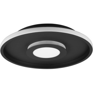 Moderne, dimmbare LED-Deckenleuchte Ascari in Schwarz Matt, geeignet für Bad und Wohnraum.