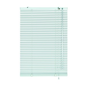 Weiße Gardinia Aluminium Jalousie, 50x175 cm, für Fenster, geschlossen.