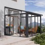 Wintergarten SanRemo Anthrazit 3x3.05 von Palram - Canopia mit Aluminiumrahmen und Schiebetüren.