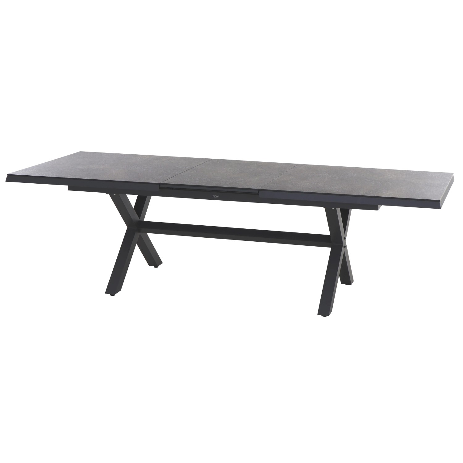 Ausziehbarer Siena Garden Gartentisch Ferrostone, 100x260 cm, mit Aluminiumgestell und HPL-Tischplatte.
