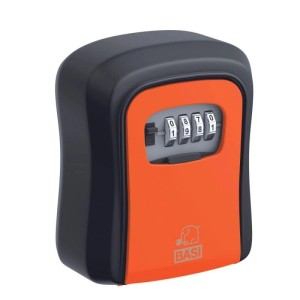 Basi Schlüsselsafe SSZ 200, schwarz-orange, mit Zahlenschloss und Aluminiumgehäuse.