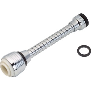 Verchromter Wassersparer mit Schlauch (150mm) für Mischdüsen, flexibel und schwenkbar.