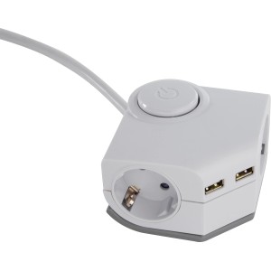 REV Ritter Steckdosenleiste, 2fach mit USB, Schalter, 1,5m Kabel, weiß.