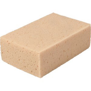 Eckiger, beiger CMI Autowaschschwamm aus Polyester für die Autopflege.