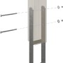 Detailaufnahme Carport Pfostenanker mit Schrauben und Unterlegscheiben.