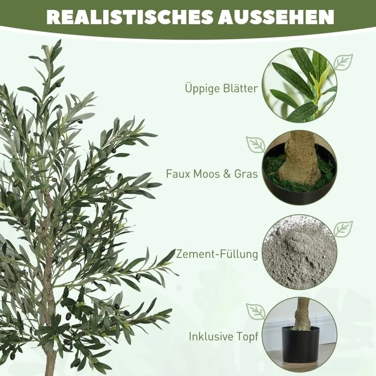HOMCOM Künstlicher Olivenbaum Groß 180 cm Plastik Künstliche Pflanzen kaufen bei OBI