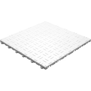 Weiße Florco Kunststoff-Klickfliese grip, 40x40 cm mit Riffelblech-Optik, 6 Stück