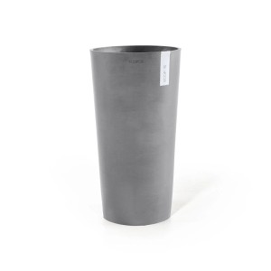Hoher, grauer Ecopots Pflanztopf Amsterdam, 50x90 cm, für Innen- und Außenbereich.