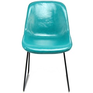 Esszimmerstuhl 2er-Set Cora 110 Petrol, Polsterstuhl mit schwarzem Metallgestell.