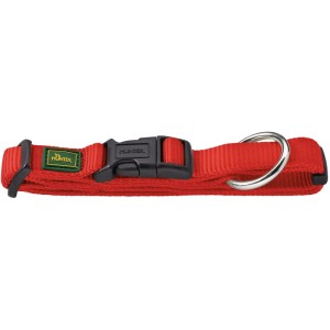 Rotes Hunter Vario Plus Hundehalsband (Größe M-L) aus Nylon mit Klickverschluss und D-Ring.