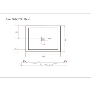 Glasdeals Duschwanne Duschtasse Acryl 32 mm SMC Steinlook 120 x 90 cm Schwarz 3865