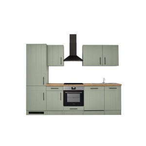 Respekta Küchenzeile Anton Landhaus Schilfgrün 280 cm mit Einbau Herd-Set