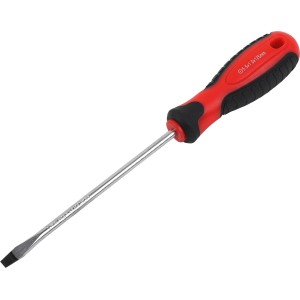 Schlitz-Schraubendreher 5,5 mm x 125 mm mit rot-schwarzem Griff.