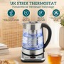 HOMCOM Wasserkocher 1.7L aus Glas/Edelstahl, silber, mit blauer Beleuchtung, kochendem Wasser & digitaler Temperaturanzeige. Strix-Sicherheit.