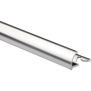 Glänzendes, silbernes Viertelkreis-Abschlussprofil aus eloxiertem Aluminium, 10 mm x 2,7 m.