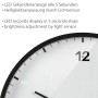 Weiße Bresser Wanduhr MyTime (Ø 24cm) mit LED-Sekunden- und Temperaturanzeige.