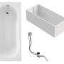 Ottofond Badewanne Nixe 170cm, Rechteck-Badewanne mit Träger und Ablaufgarnitur in Chrom, Weiß.
