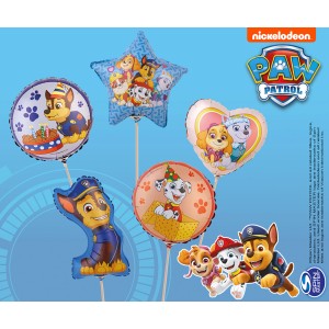 Mehrfarbige Happy People Mini Folienballons Paw Patrol, 5-fach sortiert als Geschenk.