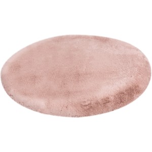 Runder, powder pinkfarbener Lalee Teppich Heaven, Ø 120 cm, aus weichem Kunstfell.