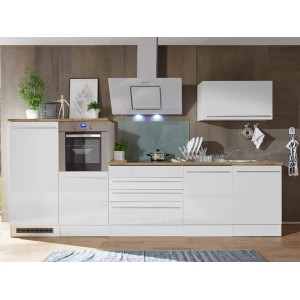 Respekta Premium Küchenzeile BERP320HWWC 320 cm Weiß Hochglanz