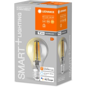 Ledvance Smart+ Filament Leuchtmittel, E27, 6W, grau. Smarte LED Lampe mit WiFi Technologie.
