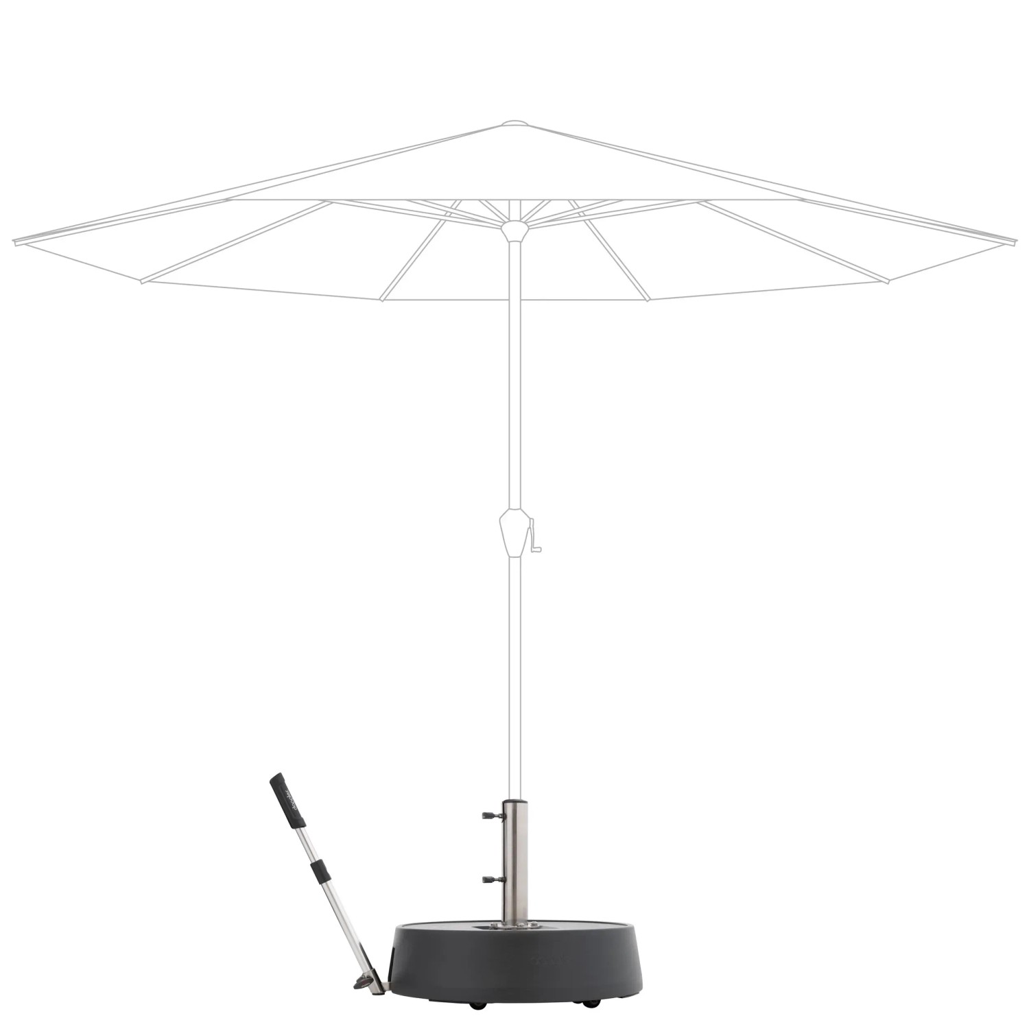 Doppler Rollsockel Easy Move Switch 50 kg mit Zugstange und Rollen für Sonnenschirme bis 300 cm.