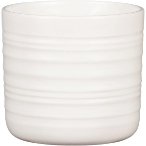 Scheurich Übertopf 850 Soft Wool, Ø 19,6 cm, in Wollweiß mit horizontalen Rillen.