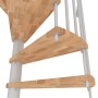 Detailansicht der weißen Minka Spindeltreppe Spiral Smart mit Buchenholzstufen.