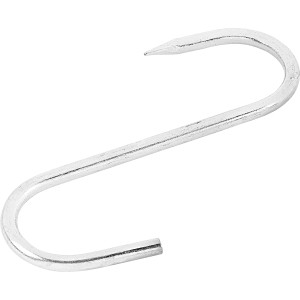 Verzinkter Fleischerhaken, 80 mm, Ø 3,9 mm, S-Form, für Ketten und weiche Gegenstände.