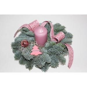 Adventsgesteck Nobilis mit 1 Kerze Ø 23 cm Altrosa