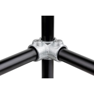 Eckverbinder, 90°, silber verzinkt, für Stahlrohre (Ø 2,7 cm) zum Möbelbau.