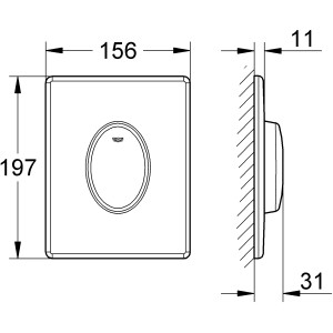 Grohe Skate Air Abdeckplatte vertikal, Chrom, Maße 156x197mm, für WC-Spülung.