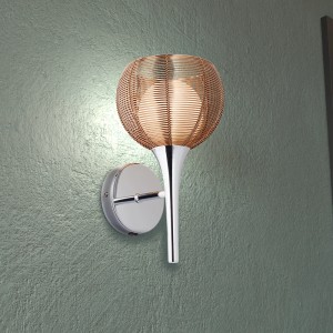 Wandleuchte Relax von Brilliant, Bronze/Chrom, mit Schalter. Dekorative Lampe für Innenräume.