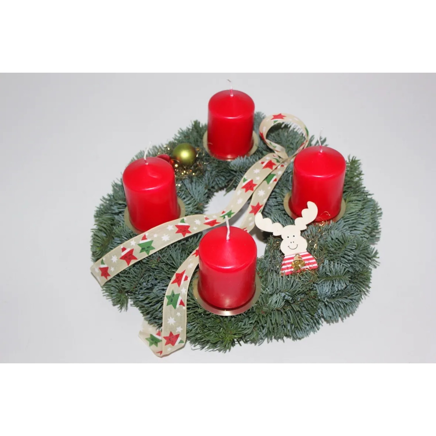 Adventskranz mit 4 Kerze Ø 30 cm Rot-Creme kaufen bei OBI