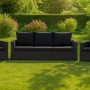Schwarzes 1-tlg. Gartenkissen Set für 2-Sitzer Polyrattan Gartensofa, 110x60x50 cm.