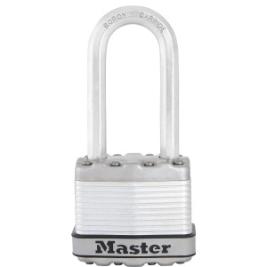 Master Lock Excell Vorhängeschloss aus Stahl, matt, mit achteckigem Borcarbid-Bügel.