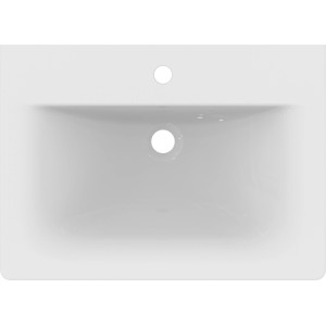 Weißer Ideal Standard Connect Air Möbelwaschtisch 64x46 cm mit Hahnloch und Überlauf.