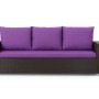 Violettes Gartenkissen-Set für 3-Sitzer Polyrattan-Gartensofa, 150x60x50 cm.