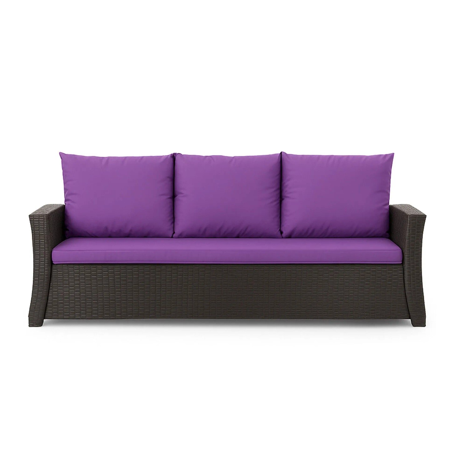 Violettes Gartenkissen-Set für 3-Sitzer Polyrattan-Gartensofa, 150x60x50 cm.