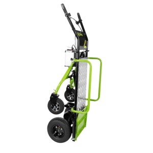 Grün-schwarze elektrische Zipper Sackrodel ZI-ET260 für Lasten bis 260 kg. Robuster Transporthelfer mit Akku.
