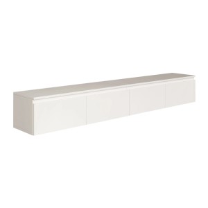 Modernes, weißes Selsey TV-Hängeboard Bemmi, 200 cm, schwebend montiert, mit matter Oberfläche und Stauraum.