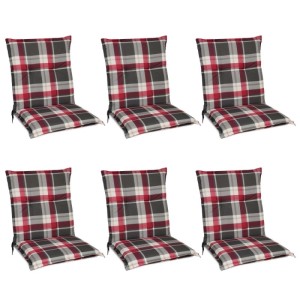 6er Set Beautissu Gartenstuhlauflagen Sunny RK, 100x50x6cm, Bordeaux kariert für Niederlehner.