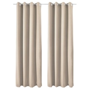 2er Set Beautissu Amelie Thermo Vorhänge 140x245cm Creme mit Ösen